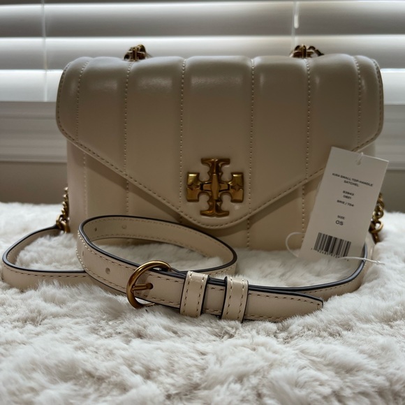 Tory Burch Kira Small Quilted Top Handle satchel Crossbody Bag Brie - Picture 2 of 14